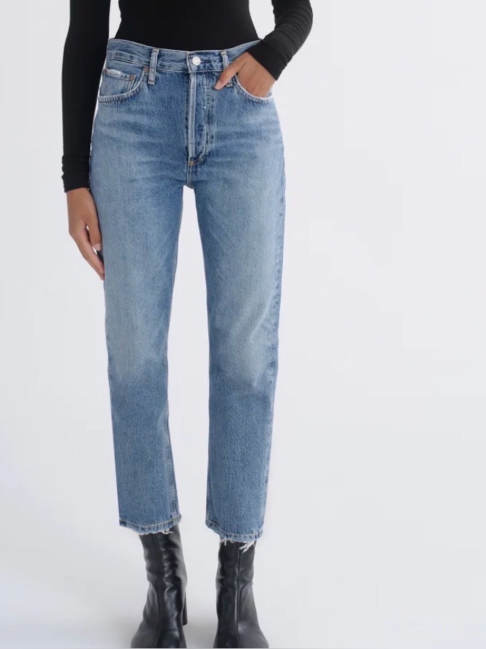 Agolde Riley Button Fly High Rise Crop Jeans 28